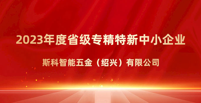 喜报！斯科荣获浙江省“专精特新”企业称号